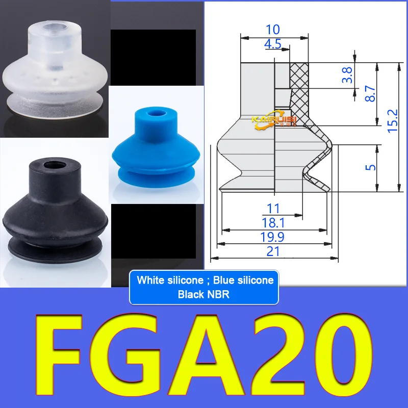5pcs FGA Series Vacuum Suction Cups, corrugated vacuum suction cup nozzle FGA11/14/16/20/22/25/33/43/53/78-BOLTTE