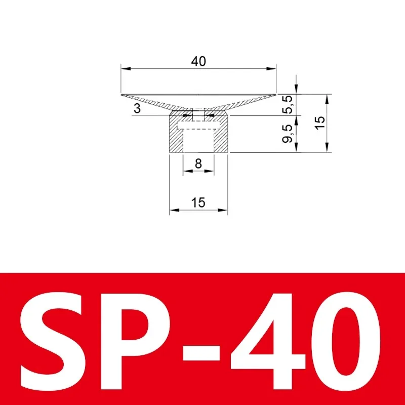 Pneumatic Suction Cup SP Single Layer Silicone Rubber 8mm Mounting Hole Sucker Big Head Injection Molding Machine Manipulator-BOLTTE
