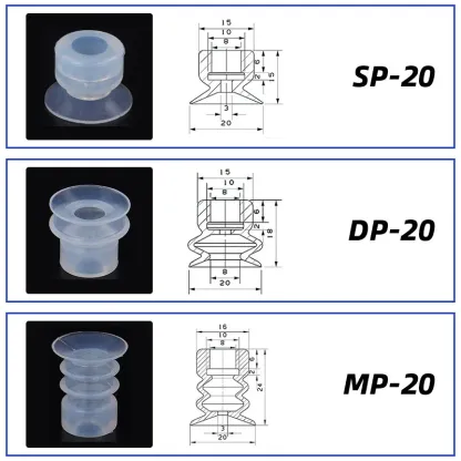 10Pcs/lot Manipulator vacuum suction cup silica gel  resistant suction nozzle pneumatic accessories Head mounting hole 8mm-BOLTTE