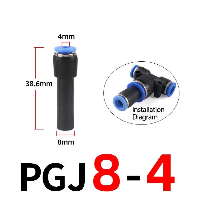 1PCS Or 5PCS Pneumatic Fittings Plug Push in Reducer through PGJ 6/8/10/12mm Tube To 4/6/8/10mm Tube Air Connector-BOLTTE