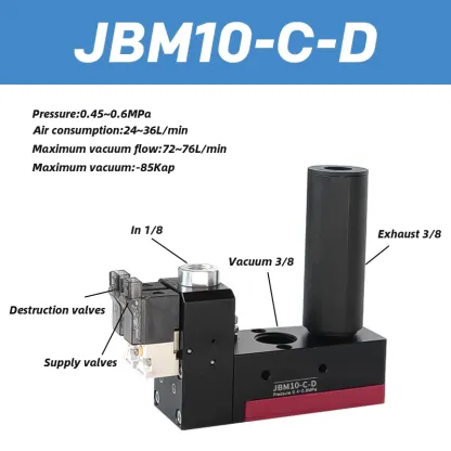 JBX JBM Series Miniature Multi-stage Vacuum Generator Control and destruction in one