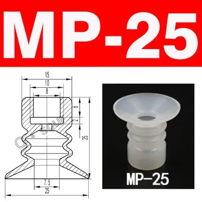 10pcs Vacuum Chuck Pneumatic Components MP BT Industrial Silicone Strong Suction Cups Nozzle Large Head Red White Triple Layer-BOLTTE