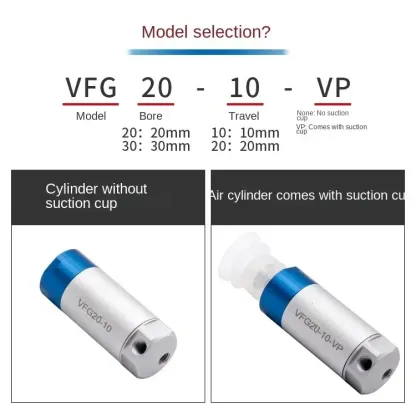 Pneumatic Cylinder VFG20-10-VP for Robotic Gripper with Single-Acting Vacuum Suction Cup 20-20/30-20-BOLTTE