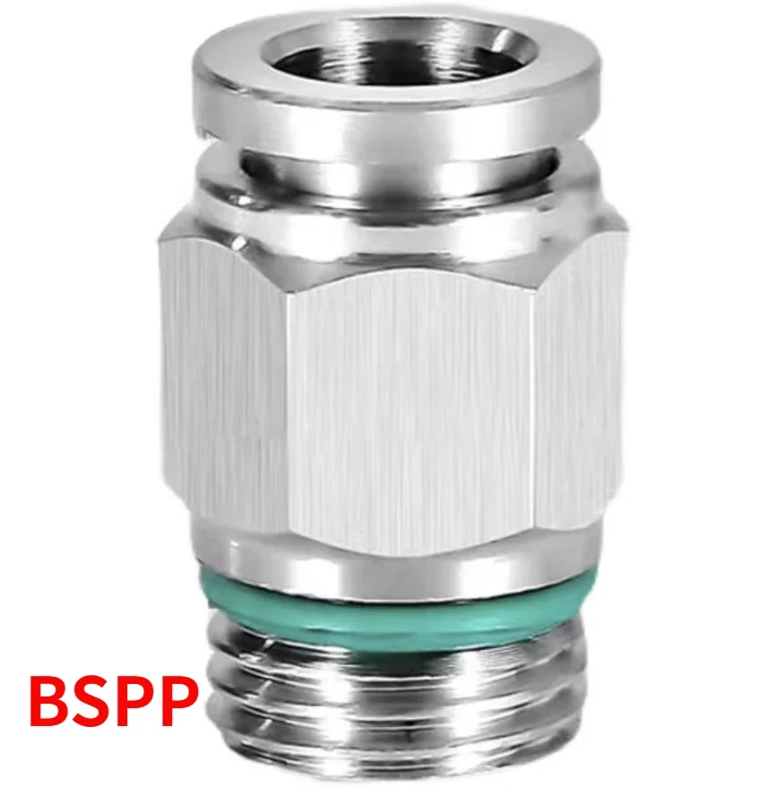 1/8" 1/4" 3/8" 1/2" 3/4" BSP NPT Female Male Pneumatic Nipple Elbow 304 Stainless Push In Quick Connector Release Air Fitting-BOLTTE