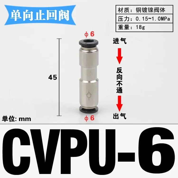 4 6 8 10 12mm Tube Straight One Way Check Valve Non-Return Plastic Pneumatic Air Pipe Fitting Push In Connector-BOLTTE
