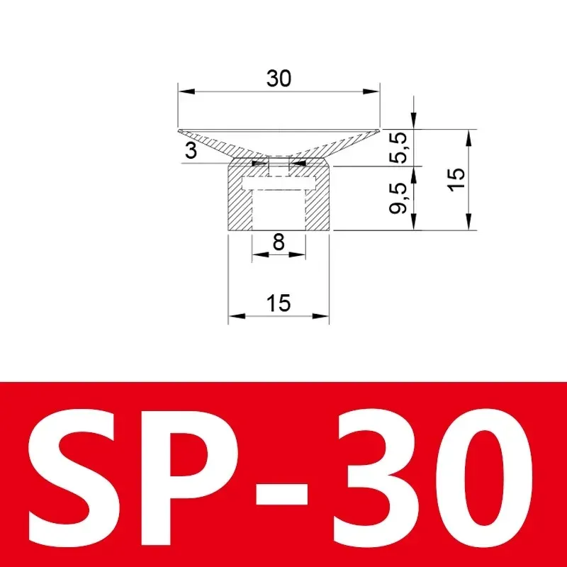 Pneumatic Suction Cup SP Single Layer Silicone Rubber 8mm Mounting Hole Sucker Big Head Injection Molding Machine Manipulator-BOLTTE