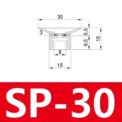 Pneumatic Suction Cup SP Single Layer Silicone Rubber 8mm Mounting Hole Sucker Big Head Injection Molding Machine Manipulator-BOLTTE