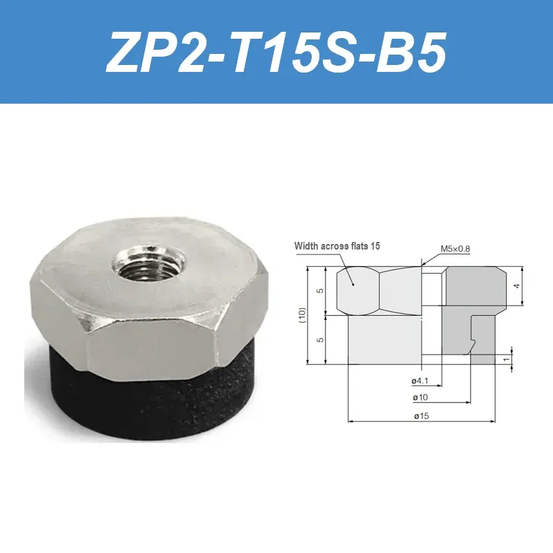 ZP2series sponge vacuum pad, ZP2-T04S-A3, zp2-T06S-A5,ZP2-T08S-A5, ZP2-T10S-B5,A external thread connection, B internal thread-BOLTTE