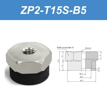 ZP2series sponge vacuum pad, ZP2-T04S-A3, zp2-T06S-A5,ZP2-T08S-A5, ZP2-T10S-B5,A external thread connection, B internal thread-BOLTTE