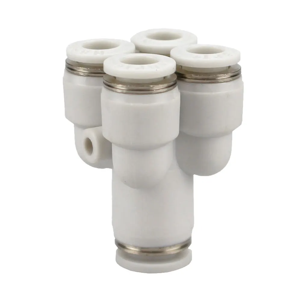 4 6 8 10 12mm Tube OD Y-Shaped 4 Ways Splitter Block Distribution Plastic Pneumatic Air Pipe Fitting Push In Connector-BOLTTE
