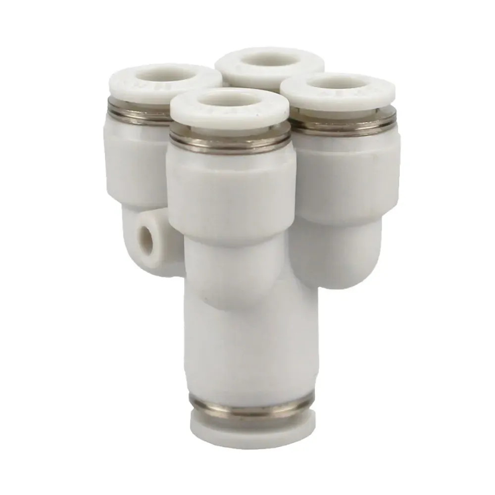 4 6 8 10 12mm Tube OD Y-Shaped 4 Ways Splitter Block Distribution Plastic Pneumatic Air Pipe Fitting Push In Connector-BOLTTE
