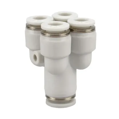 4 6 8 10 12mm Tube OD Y-Shaped 4 Ways Splitter Block Distribution Plastic Pneumatic Air Pipe Fitting Push In Connector-BOLTTE