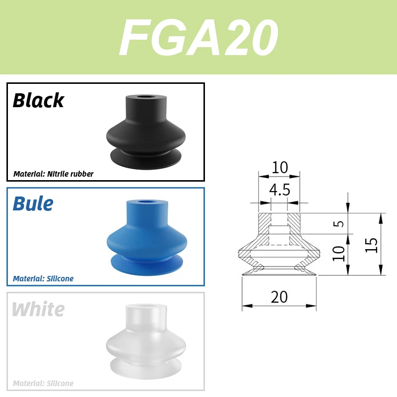 FGA Series FGA-11/14/16/20/22/25/33/43/53/63/78 Double-Layer Blue Air Pneumatic Vacuum Suction Cup