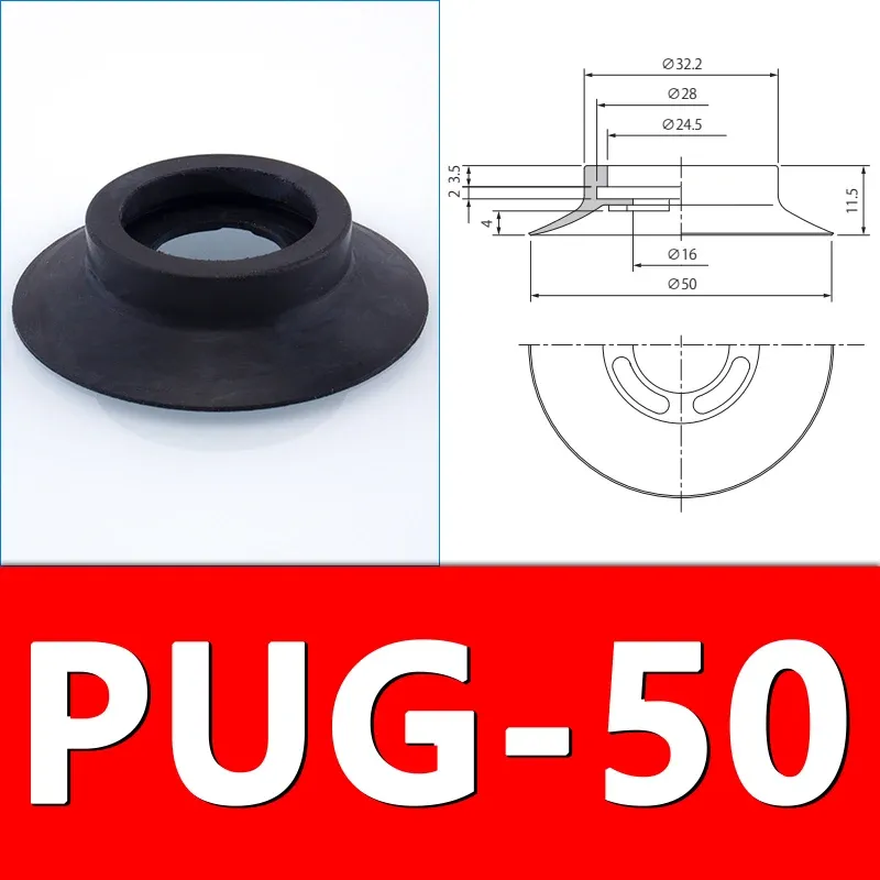 Nitrile Rubber Suction Cups Vacuum Suction Cups Manipulator Accessories Strong Suction Nozzles PUG40/50/60/80/100/120/150-BOLTTE