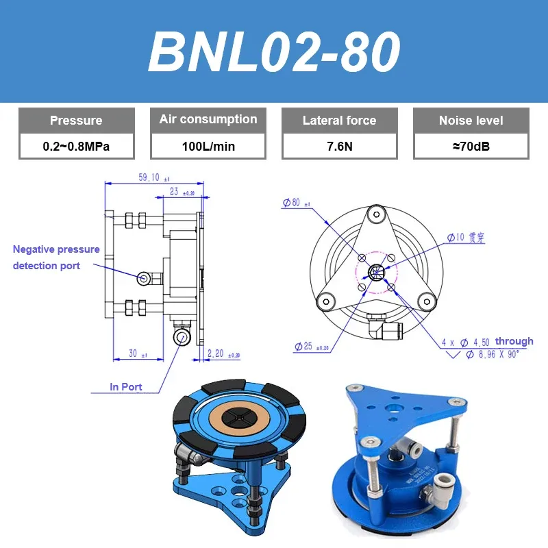 Non-contact vacuum suction cups, pneumatic suspension batteries photovoltaic ceramics silicon wafers non-marking suction cups