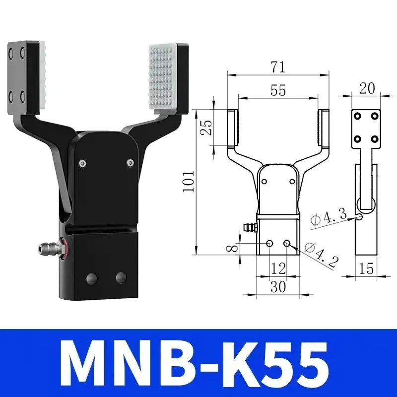 MINIB With Sensor Flat patch and Wide open grab  Air Cylinder Robotic Pneumatic Mini Robot Gripper Clamp-BOLTTE