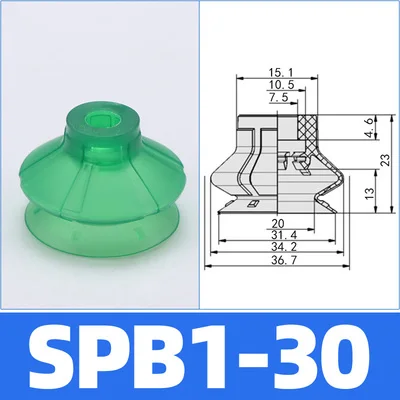 Pneumatic Ripple Vacuum Suction Cup SPB1-10 20 25 30 Large Power Green Silicone Sucker Injection Molding Robot Automation Tools-BOLTTE