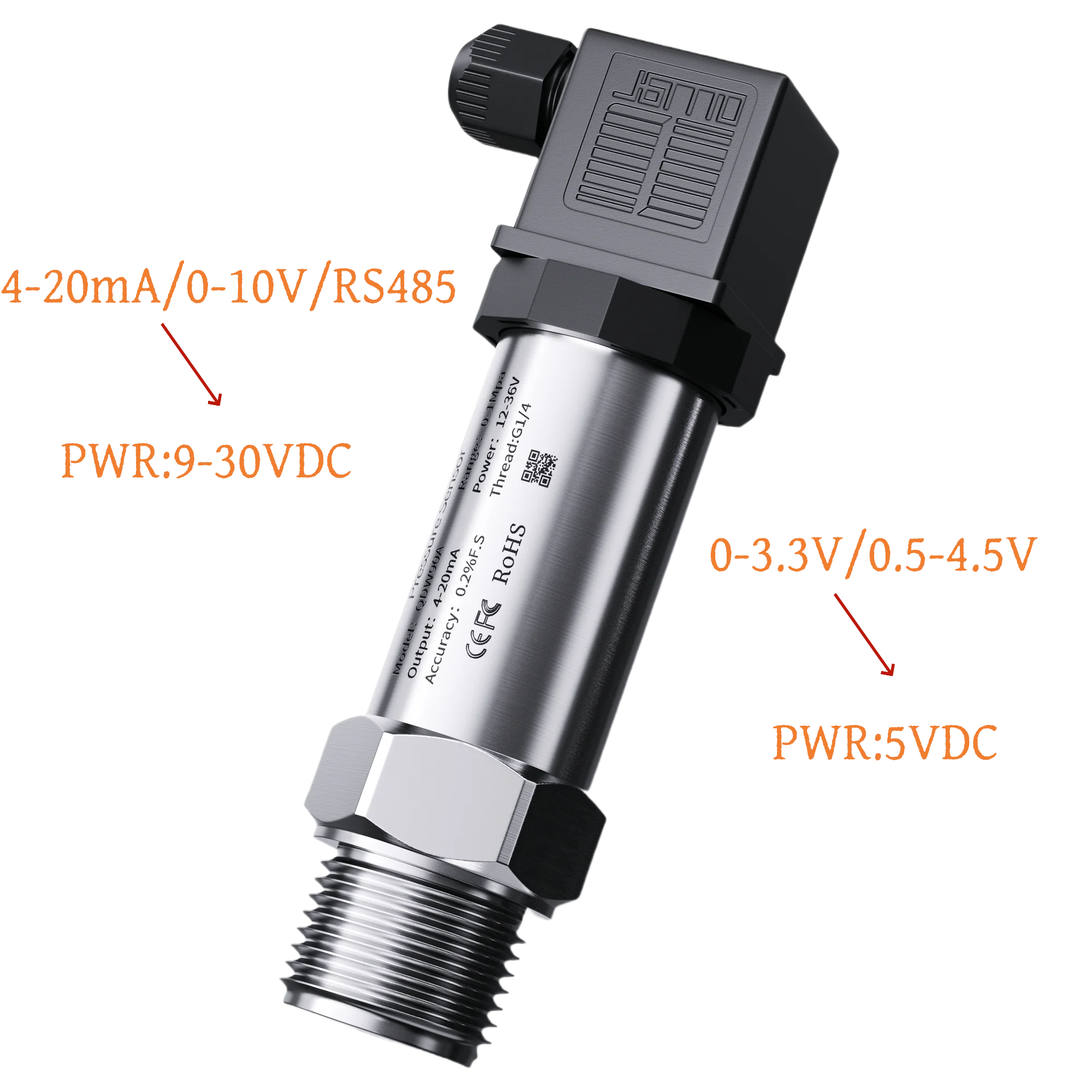 pressure transmitter 4 20ma Sensor 0-10V 12-36V supply Water Gas Oil Liquid 150psi gauge NPT1/4  0.1bar 10bar 16 bar 200bar-BOLTTE