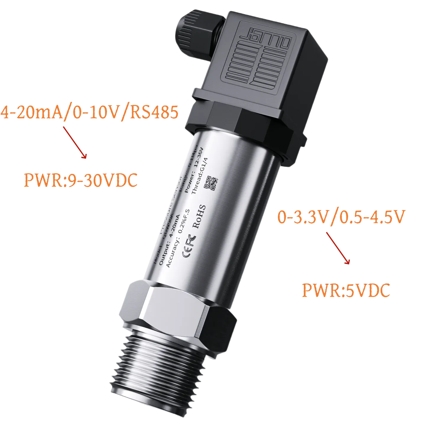 pressure transmitter 4 20ma Sensor 0-10V 12-36V supply Water Gas Oil Liquid 150psi gauge NPT1/4  0.1bar 10bar 16 bar 200bar-BOLTTE