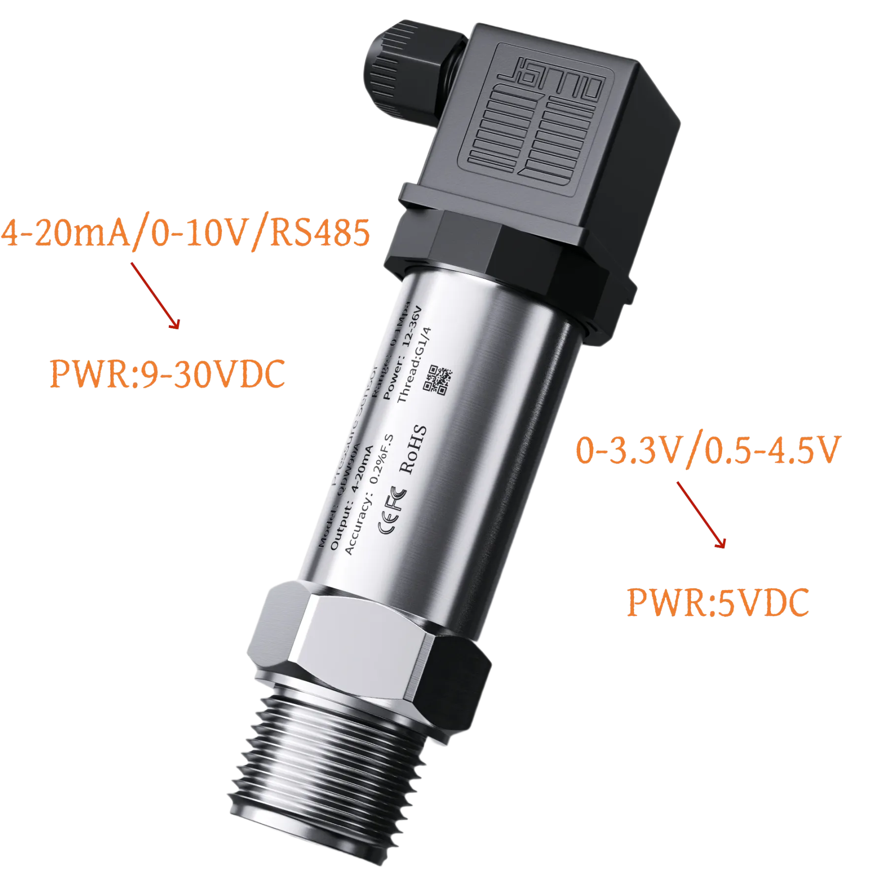 pressure transmitter 4 20ma Sensor 0-10V 12-36V supply Water Gas Oil Liquid 150psi gauge NPT1/4  0.1bar 10bar 16 bar 200bar-BOLTTE