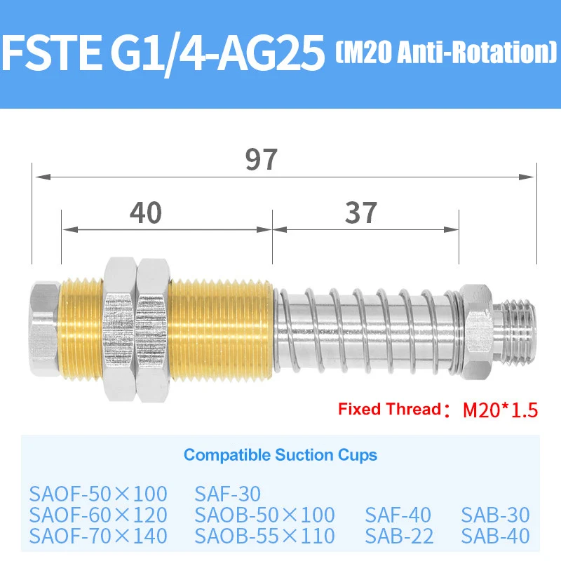 Pneumatic Vacuum Suction Cup Holder Fitting for SAF SAB SAOF SAOB FSTE Fitting