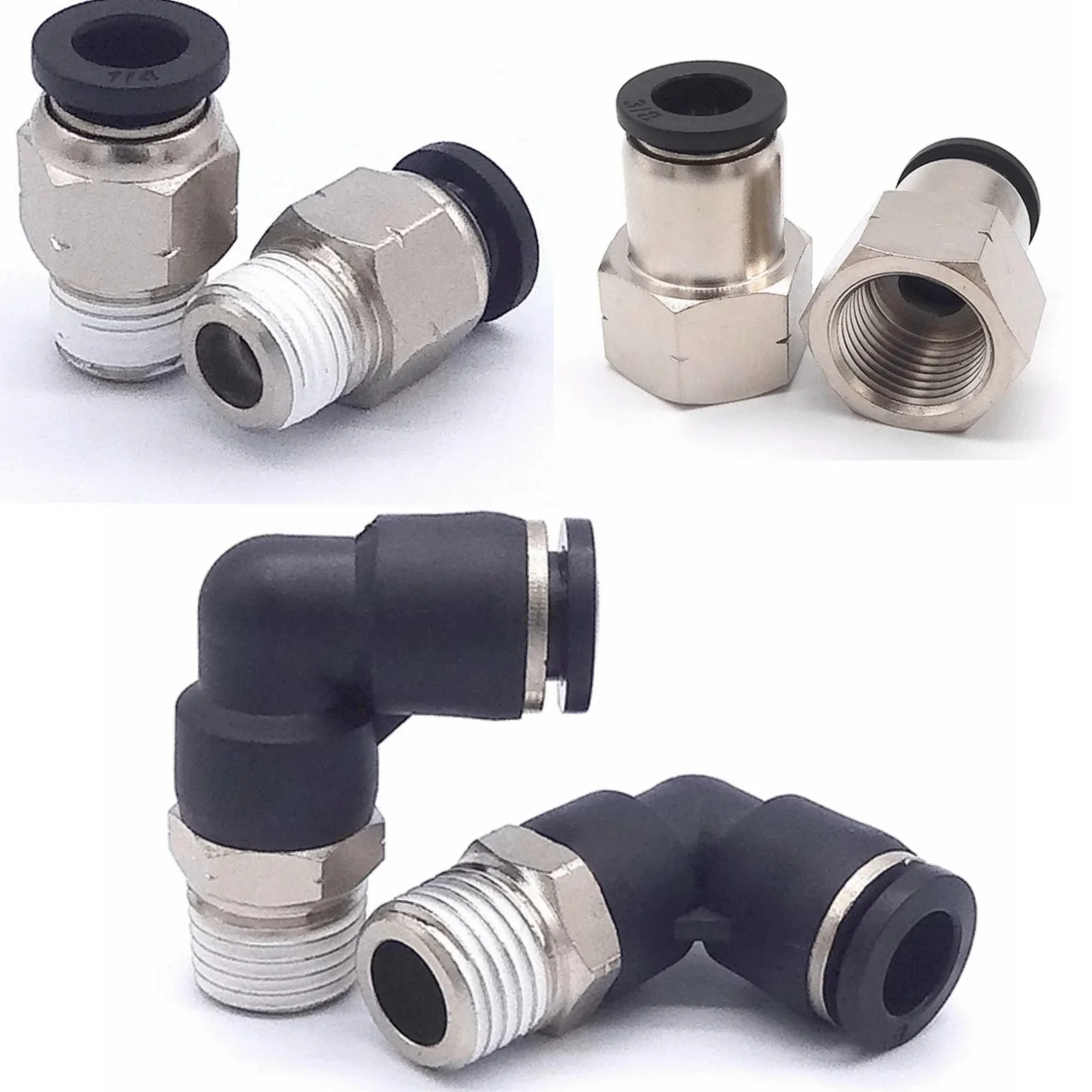 1/8" 1/4" 3/8" 1/2" NPT Male Female 1/8"- 5/8" Inch Tube OD Elbow Pneumatic Push To Connect Air Fitting Quick Release Connector-BOLTTE