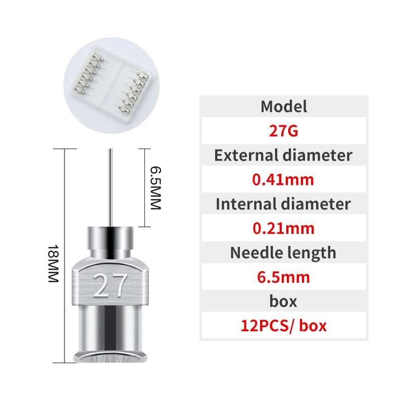 12 Pack 8G-30G Dispensing Needle 6.5mm Stainless Steel Blunt Tip Needle for filling liquids, glues and syringes-BOLTTE