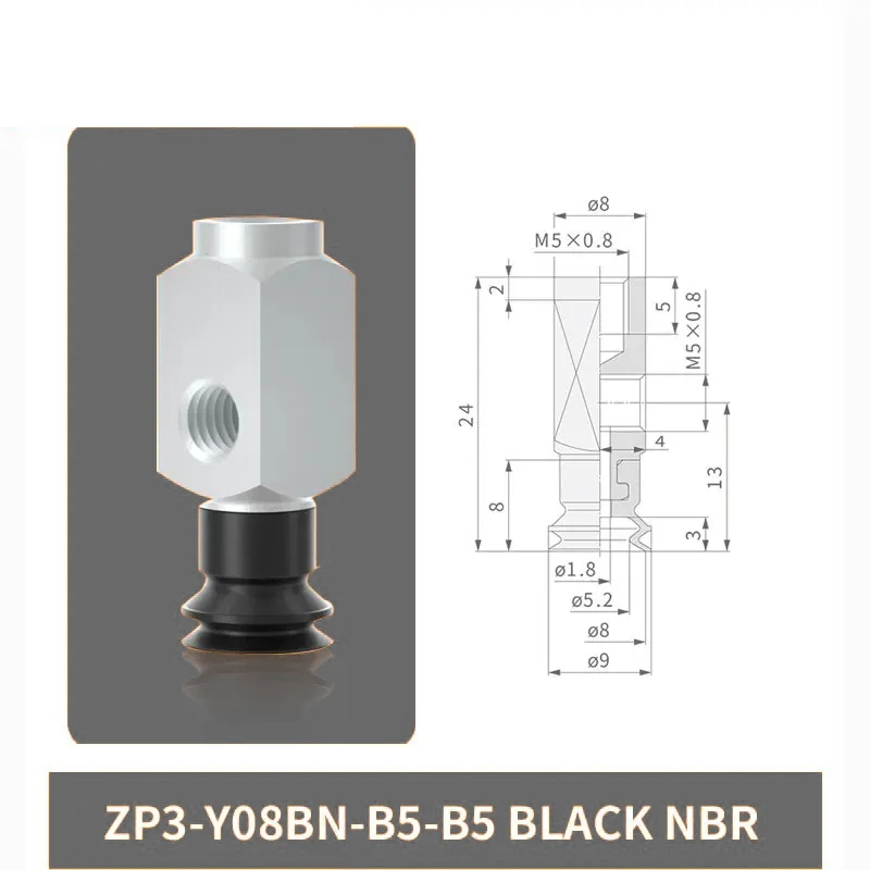 Pneumatic Vacuum Suction Cup with Fittings ZP3-Y04/06/08/10/13/16BN/BS-B5-B5 Mechanical Arm Sucker Robot Automation Tool-BOLTTE