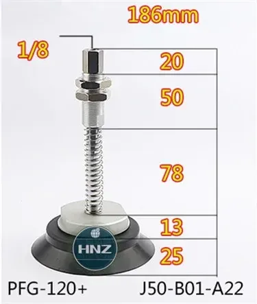 Vacuum suction cup hardware support set PFG-120-250 top air inlet metal rod A18 / A22