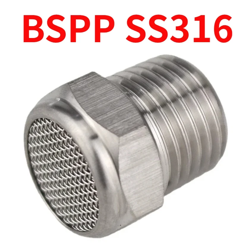 M5 1/8" 1/4" 3/8" 1/2" -2" BSP NPT Male Pneumatic Air 304 316 Stainless Steel Exhaust Muffler Silencers Fitting Noise Filter-BOLTTE