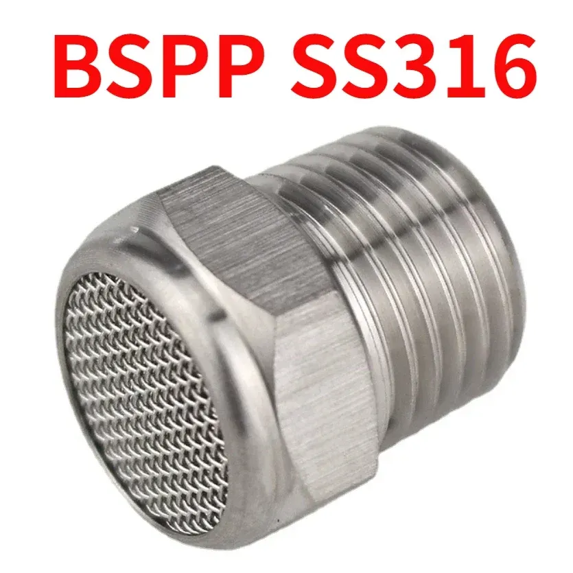 M5 1/8" 1/4" 3/8" 1/2" -2" BSP NPT Male Pneumatic Air 304 316 Stainless Steel Exhaust Muffler Silencers Fitting Noise Filter-BOLTTE