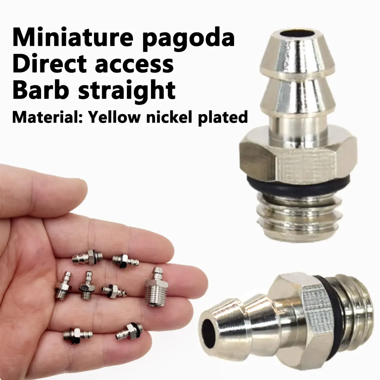 2mm 3mm 4mm 6mm 8mm OD Air Pneumatic Hose to M3 M4 M5 M6 Male Mini Barb Fitting pagoda joint Copper nickel plated-BOLTTE