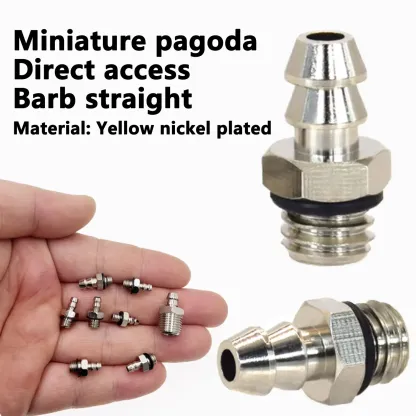 2mm 3mm 4mm 6mm 8mm OD Air Pneumatic Hose to M3 M4 M5 M6 Male Mini Barb Fitting pagoda joint Copper nickel plated-BOLTTE