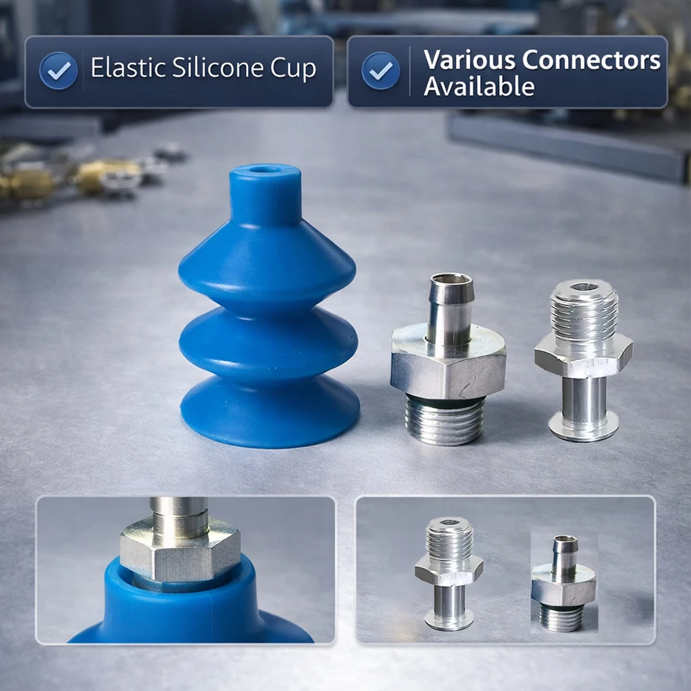 10PCS Pneumatic Vacuum Sucker FG Series with Fittings M5/G1/8 /G1/4 Silicone Suction Cup Injection Molding Machine Accessories-BOLTTE