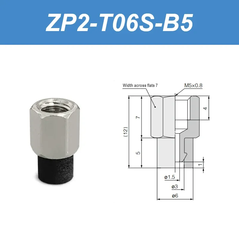 ZP2series sponge vacuum pad, ZP2-T04S-A3, zp2-T06S-A5,ZP2-T08S-A5, ZP2-T10S-B5,A external thread connection, B internal thread-BOLTTE