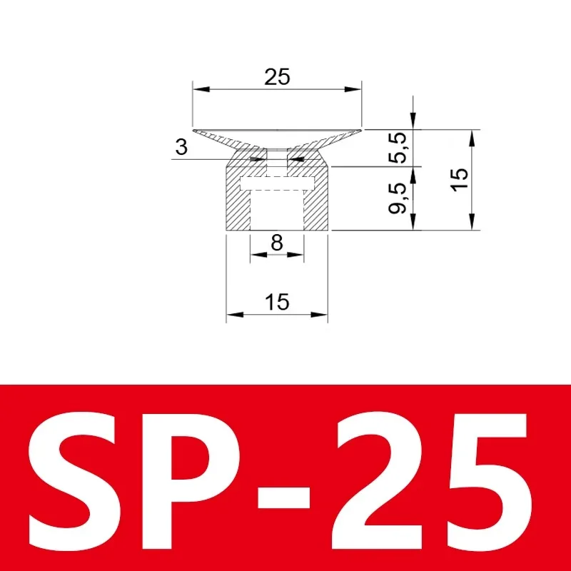 Pneumatic Suction Cup SP Single Layer Silicone Rubber 8mm Mounting Hole Sucker Big Head Injection Molding Machine Manipulator-BOLTTE