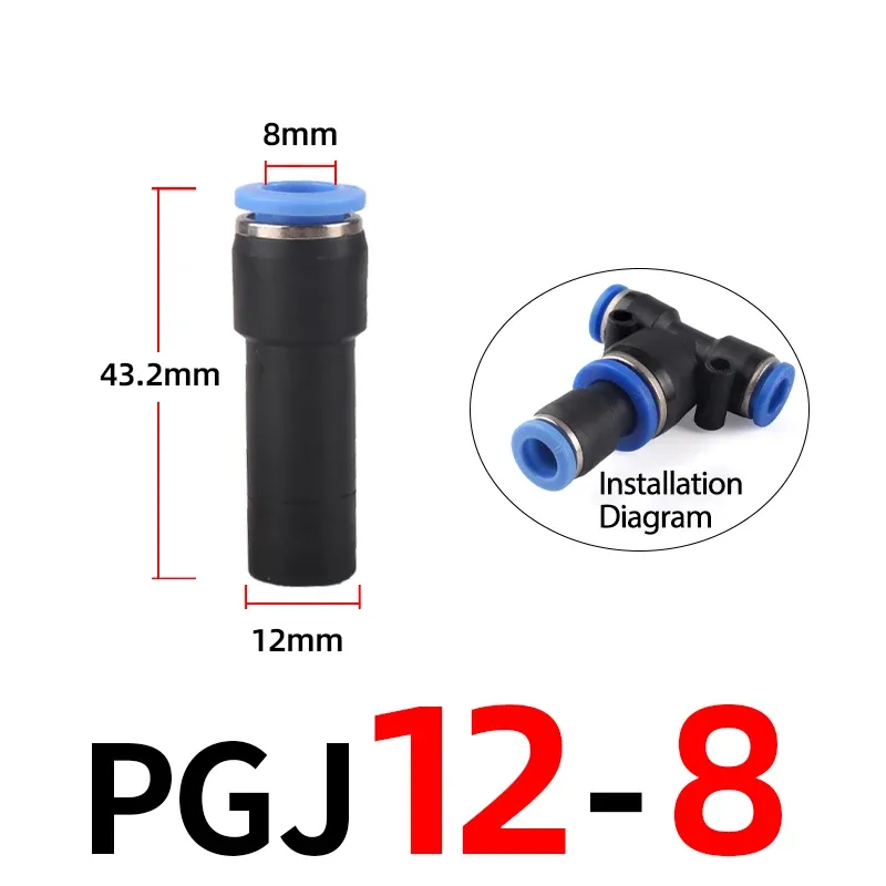 1PCS Or 5PCS Pneumatic Fittings Plug Push in Reducer through PGJ 6/8/10/12mm Tube To 4/6/8/10mm Tube Air Connector-BOLTTE