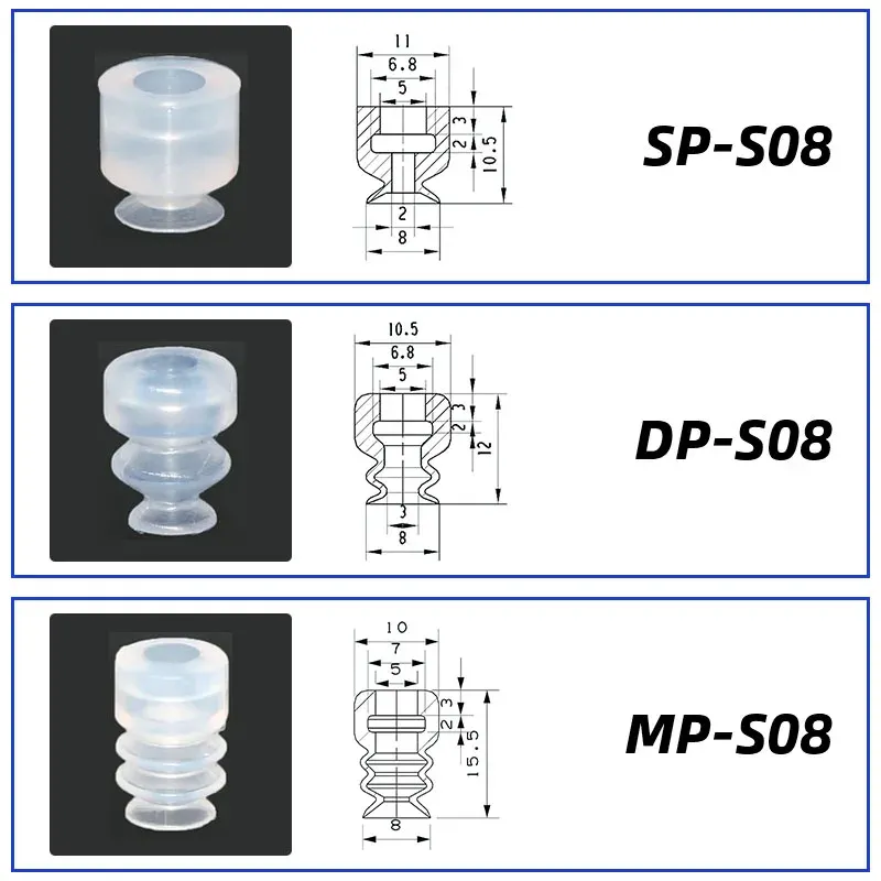 10Pcs/lot Manipulator vacuum suction cup silica gel  resistant suction nozzle pneumatic accessories Head mounting hole 5mm