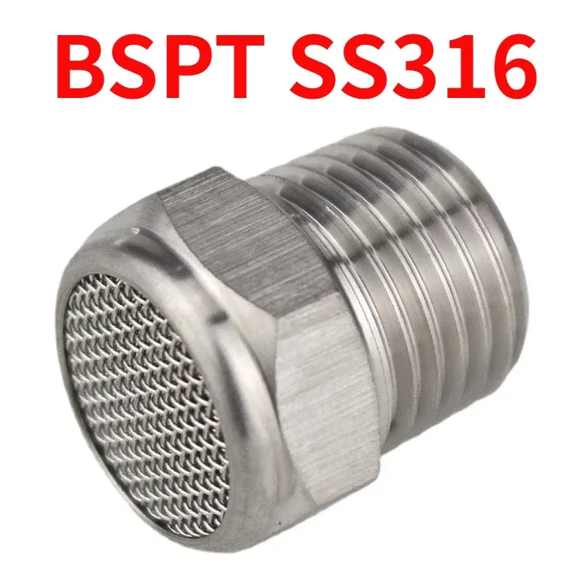 M5 1/8" 1/4" 3/8" 1/2" -2" BSP NPT Male Pneumatic Air 304 316 Stainless Steel Exhaust Muffler Silencers Fitting Noise Filter-BOLTTE