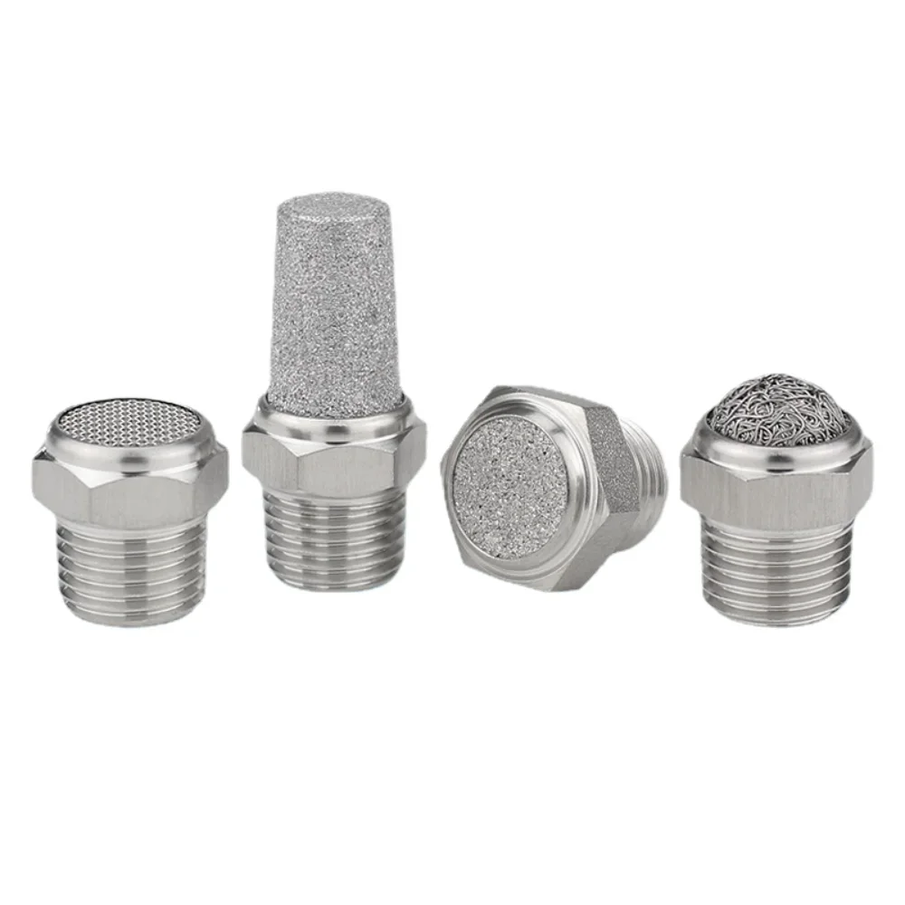 M5 1/8" 1/4" 3/8" 1/2" -2" BSP NPT Male Pneumatic Air 304 316 Stainless Steel Exhaust Muffler Silencers Fitting Noise Filter-BOLTTE