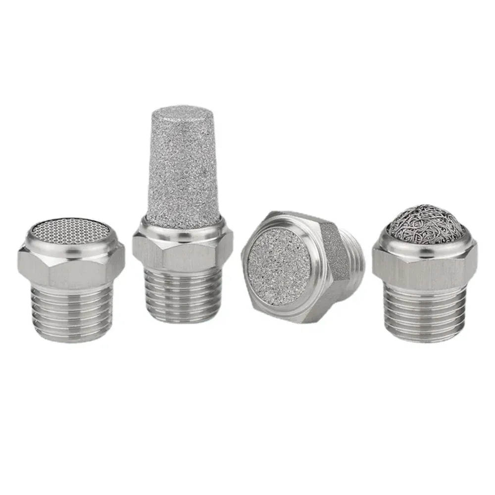 M5 1/8" 1/4" 3/8" 1/2" -2" BSP NPT Male Pneumatic Air 304 316 Stainless Steel Exhaust Muffler Silencers Fitting Noise Filter-BOLTTE