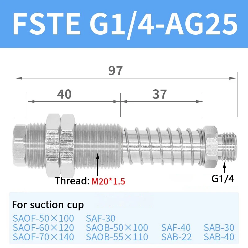 Pneumatic Robotic Vacuum Suction Cups SAF30/40/50/60/80/100/125 Single Layer Corrugated Sucker NBR Industrial Automation Parts-BOLTTE