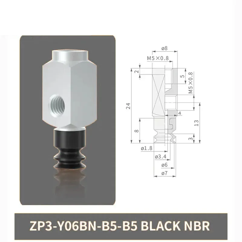 Pneumatic Vacuum Suction Cup with Fittings ZP3-Y04/06/08/10/13/16BN/BS-B5-B5 Mechanical Arm Sucker Robot Automation Tool-BOLTTE