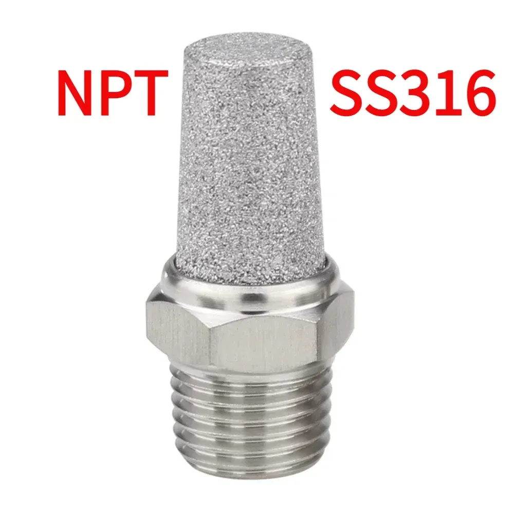 M5 1/8" 1/4" 3/8" 1/2" -2" BSP NPT Male Pneumatic Air 304 316 Stainless Steel Exhaust Muffler Silencers Fitting Noise Filter-BOLTTE