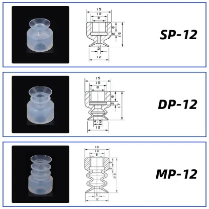 10Pcs/lot Manipulator vacuum suction cup silica gel  resistant suction nozzle pneumatic accessories Head mounting hole 8mm-BOLTTE