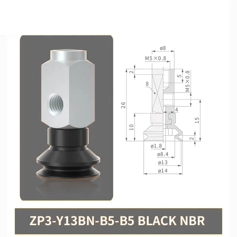 Pneumatic Vacuum Suction Cup with Fittings ZP3-Y04/06/08/10/13/16BN/BS-B5-B5 Mechanical Arm Sucker Robot Automation Tool-BOLTTE