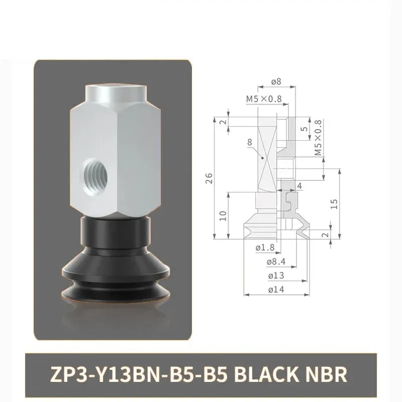 Pneumatic Vacuum Suction Cup with Fittings ZP3-Y04/06/08/10/13/16BN/BS-B5-B5 Mechanical Arm Sucker Robot Automation Tool-BOLTTE