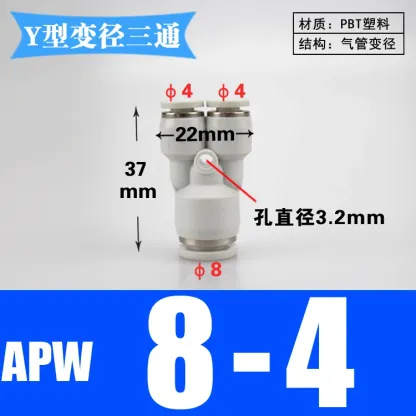 Fit 3 4 6 8 10 12 14 16mm Tube Reducer Y 3 Ways Splitter Plastic Pneumatic Air Pipe Fitting Fittings Push In Connector Coupler-BOLTTE