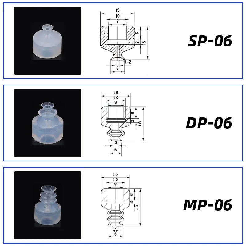 10Pcs/lot Manipulator vacuum suction cup silica gel  resistant suction nozzle pneumatic accessories Head mounting hole 8mm-BOLTTE