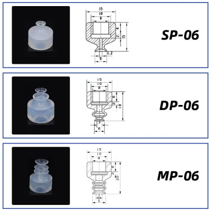 10Pcs/lot Manipulator vacuum suction cup silica gel  resistant suction nozzle pneumatic accessories Head mounting hole 8mm-BOLTTE